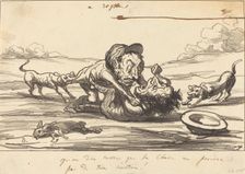 Qu'on dise encore que la chasse ne procure pas de vives émotions!, 1864. Creator: Honore Daumier