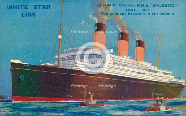 Quadruple-Screw R.M.S Majestic of the White Star Line', c1920s. Artist: Unknown