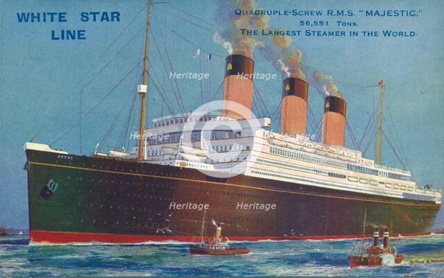 Quadruple-Screw R.M.S Majestic of the White Star Line', c1920s. Artist: Unknown