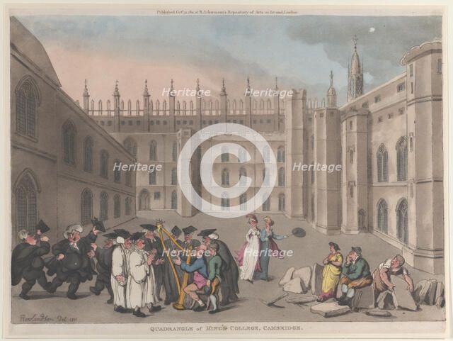 Quadrangle of King's College, Cambridge, October 31, 1811., October 31, 1811. Creator: Thomas Rowlandson.