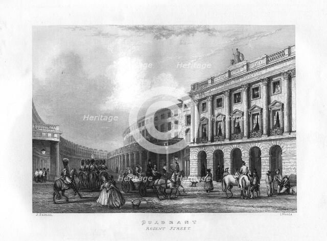 Quadrant, Regent Street, London, 19th century.Artist: J Woods