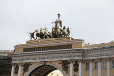 Quadriga on the General Staff Building, Palace Square, St Petersburg, Russia, 2011. Creator: Sheldon Marshall