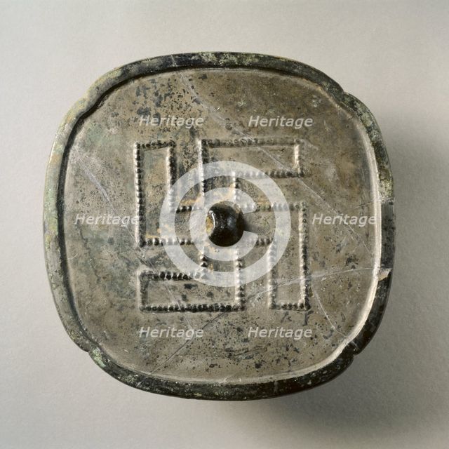 Quadrilobed Mirror with Wan Symbol, 8th-9th century. Creator: Unknown.