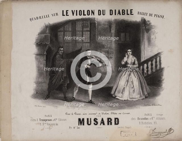 Quadrille for Le Violon du Diable by Cesare Pugni, ca. 1849. Creator: Coindre, Victor (1816-1896).