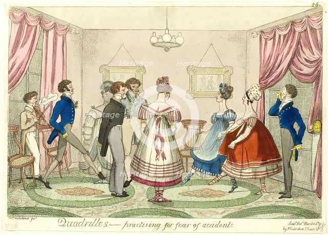 Quadrilles - Practising for Fear of Accidents, published March 24, 1817. Creator: Isaac Robert Cruikshank.