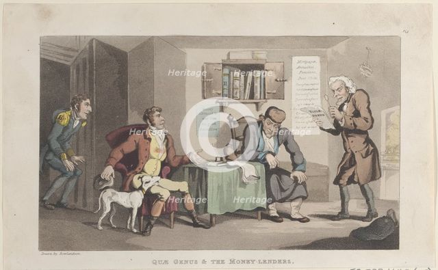 Quae Genus & The Money Lenders, from "The History of Johnny Quae Genus, The L..., September 1, 1821. Creator: Thomas Rowlandson.