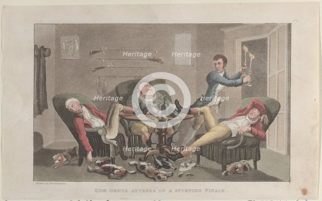 Quae Genus Attends on a Sporting Finale, from "The History of Johnny Quae Genu..., December 1, 1821. Creator: Thomas Rowlandson.