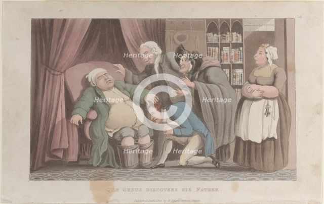 Quae Genus Discovers His Father, from "The History of Johnny Quae Genus, The Li..., January 1, 1822. Creator: Thomas Rowlandson.