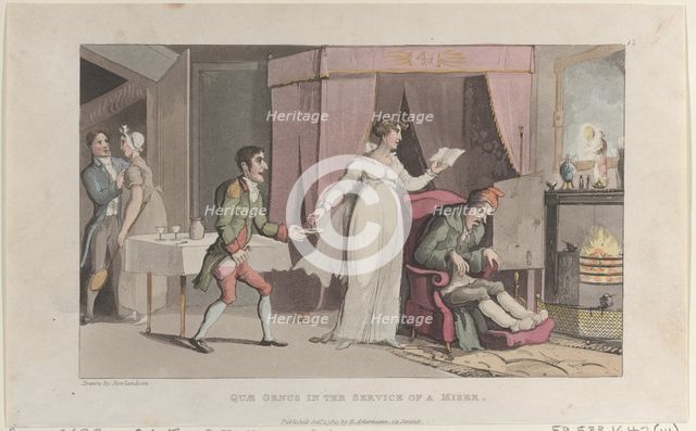 Quae Genus in the Service of a Miser, from "The History of Johnny Quae Genus, T..., October 1, 1821. Creator: Thomas Rowlandson.