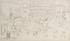 Quae Genus in the Sports of the Kitchen, from "The History of Johnny Quoe Genus: the Littl..., 1822. Creator: Thomas Rowlandson