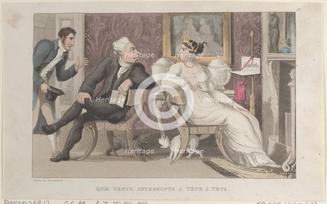 Quae Genus, Interrupts a Tête à Tête, from "The History of Johnny Quae Genus, T..., January 1, 1822. Creator: Thomas Rowlandson.