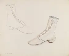 Quaker Wedding Shoes, c. 1936. Creator: Gwyneth King