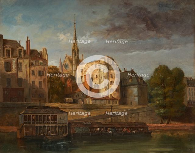 Quai des Orfevres, seen from the Quai des Grands-Augustins, around 1860. Creator: Unknown.