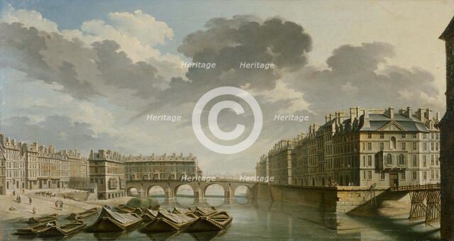 Quai des Ormes (current Quai de l'Hotel de Ville), the Pont Marie et Ile Saint-Louis, 1757. Creator: Nicolas Raguenet.
