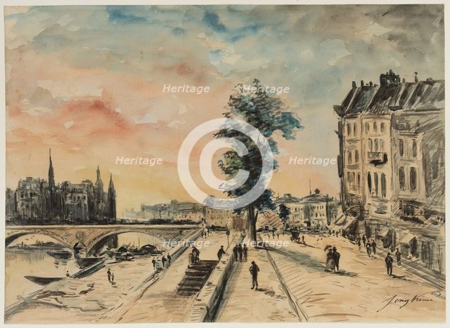 Quai on the Seine, Paris, c1920. Creator: School of Johan Barthold Jongkind.