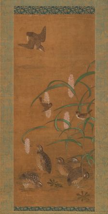 Quail, Sparrows, and Millet, early 16th century. Creator: Unknown