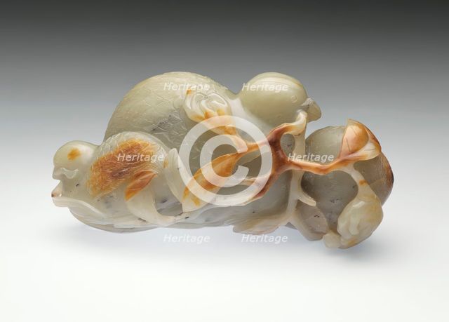 Quails with Branches of 'Buddha's Hand' (Foshou) and Flowers, between c.1700 and c.1800. Creator: Unknown.