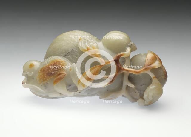 Quails with Branches of 'Buddha's Hand' (Foshou) and Flowers, between c.1700 and c.1800. Creator: Unknown.