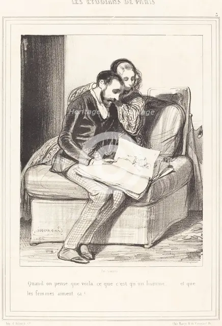 Quand on pense..., 1839. Creator: Paul Gavarni.
