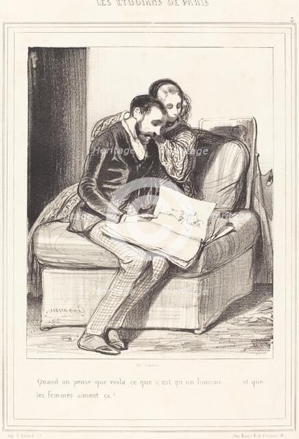 Quand on pense..., 1839. Creator: Paul Gavarni.