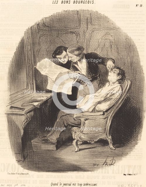 Quand le journal est trop intéressant, 1846. Creator: Honore Daumier.
