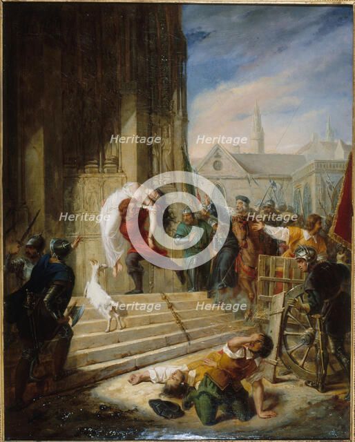 Quasimodo saves Esmeralda from the executioners, 1832. Creator: Henry (Latil), Eugénie (1808-1879).