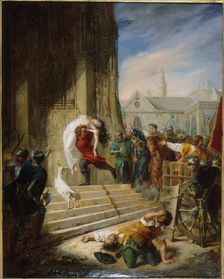 Quasimodo saves Esmeralda from the executioners, 1832. Creator: Henry (Latil), Eugénie (1808-1879)