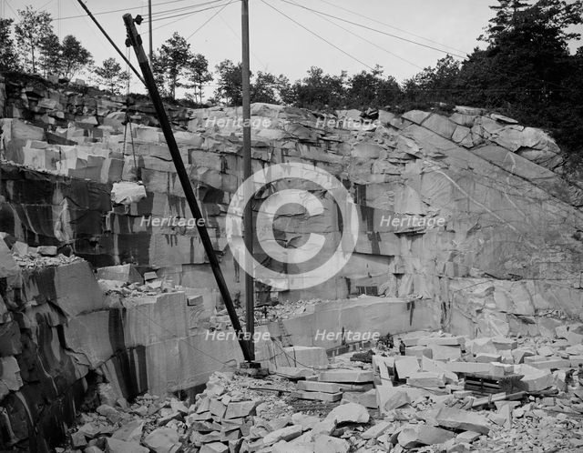 Quarrying, a New England granite quarry, c1908. Creator: Unknown.