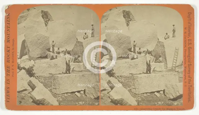 Quarrying Granite for Mormon Temple, 1870/78. Creator: William H. Jackson.