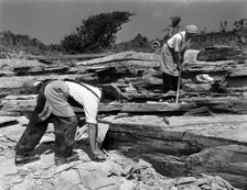 Quarrying slate by hand at Trebarwith Slate Quarry, Cornwall, 1959. Creator: Michael Walters
