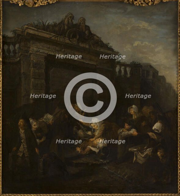 Quarrel at the Fountain, c1760. Creator: Unknown.