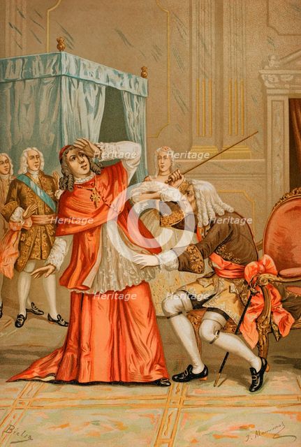 Quarrel between Cardinal Alberoni and the Mayordomo mayor of the King..., 1891.  Creator: Juan Alaminos.