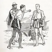 Quarrel Between Sir Philip Sidney and the Earl of Oxford c1900. Creator: Howard Davie