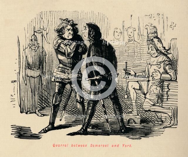 'Quarrel between Somerset and York', . Artist: John Leech.