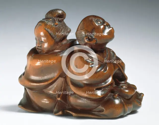 Quarreling Couple, Mid-19th century. Creator: Meikeisai Hojitsu.
