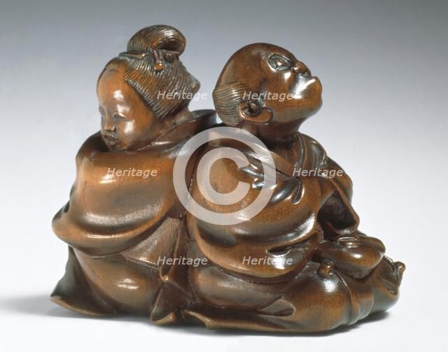 Quarreling Couple, Mid-19th century. Creator: Meikeisai Hojitsu.