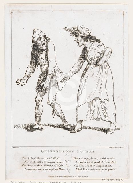 Quarrelsome Lovers, January 2, 1797., January 2, 1797. Creator: Thomas Rowlandson.