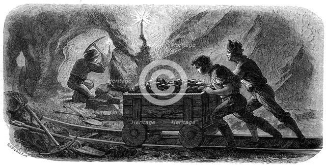 'Quartz Mining', California, 1859.Artist: Gustave Adolphe Chassevent-Bacques