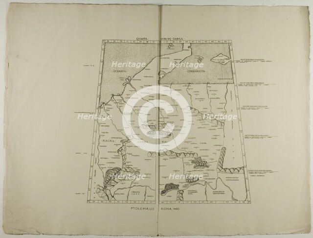 Quarta Europe Tabula: Ptolemaeus Romae 1490, 1490, reprinted 1889. Creator: Unknown.