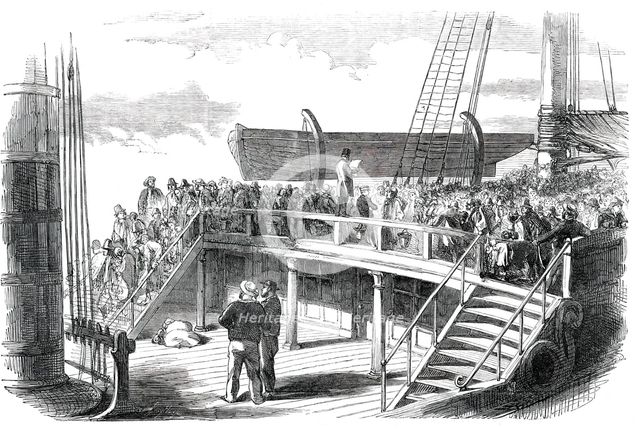 Quarter-Deck of an Emigrant Ship - Roll-Call, 1850. Creator: Unknown.
