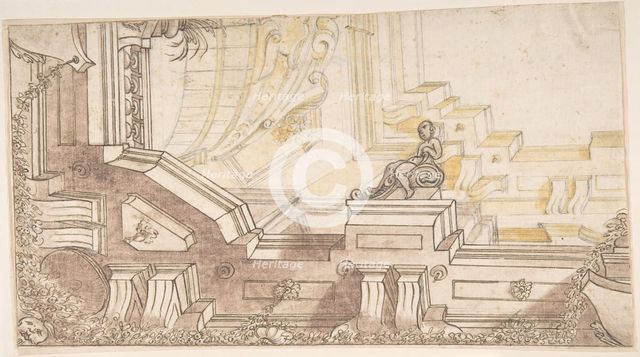 Quarter of a Design for a Trompe L'Oeil Ceiling Decoration, 17th century. Creator: Anon.