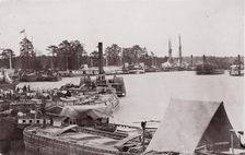 Quartermaster cargoes and transports, Pamunkey River, 1861-65. Creator: Tim O'Sullivan