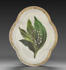 Quatrelobed Dish from Dessert Service: Lily of the Valley, c. 1800. Creator: Derby (Crown Derby Period) (British)