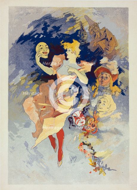 Quatrième panneau sans texte : "La Comédie"., c1900. Creator: Jules Cheret.