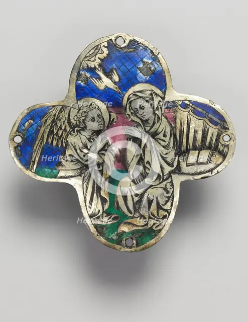 Quatrilobed Plaque (pair): The Annunciation and The Descent from the Cross, c. 1350-1400. Creator: Unknown.