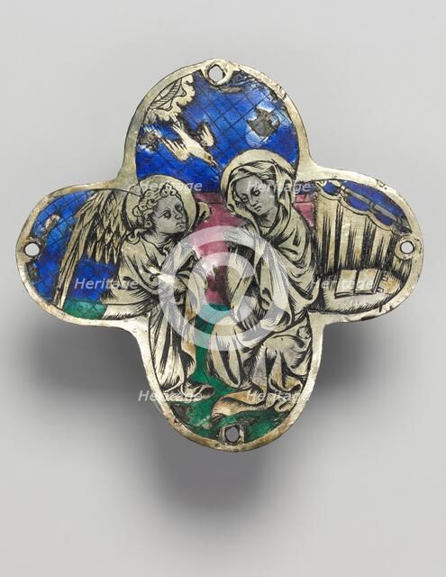 Quatrilobed Plaque (pair): The Annunciation and The Descent from the Cross, c. 1350-1400. Creator: Unknown.