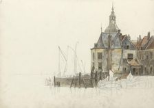 Quay at the Groothoofdspoort in Dordrecht, 1797-1838. Creator: Johannes Christiaan Schotel