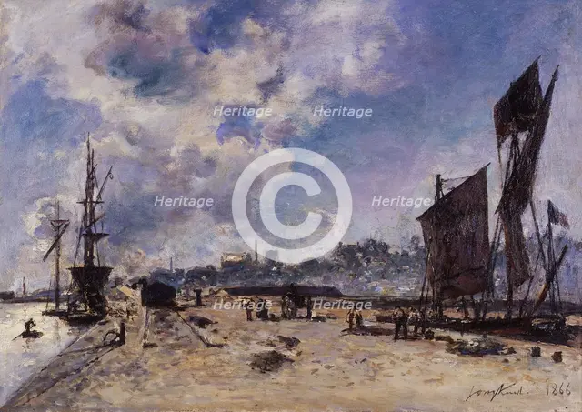 Quay at Honfleur. Artist: Jongkind, Johan Barthold (1819-1891)