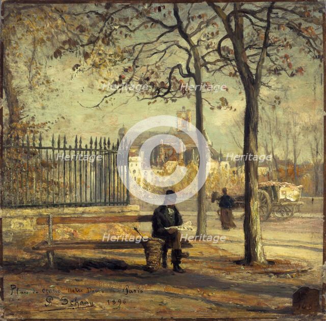 Quay of the Hotel-de-Ville seen from Ile de la Cite, 1896. Creator: Paul Schaan.