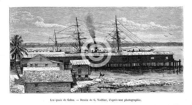 Quays at Colón, Panama, 19th century. Artist: Vuillier